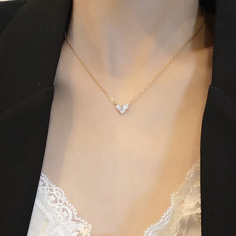 Sparkling Zircon Heart Necklace for Women Perfect Minimalist Gift - Cozevi