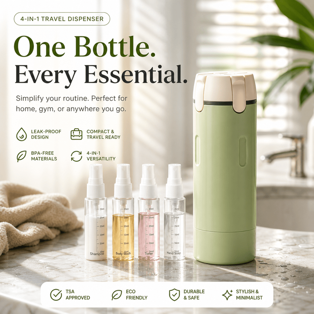 4 - in - 1 Leak - Resistant Travel Toiletry Bottle - Cozevi