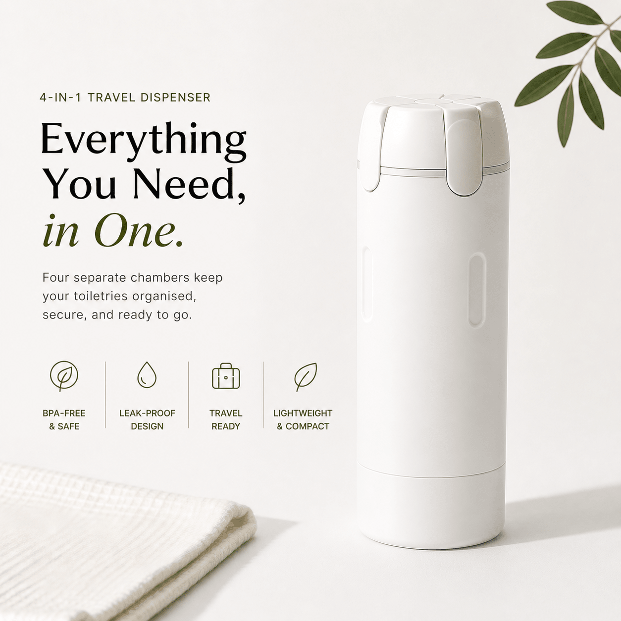 4 - in - 1 Leak - Resistant Travel Toiletry Bottle - Cozevi