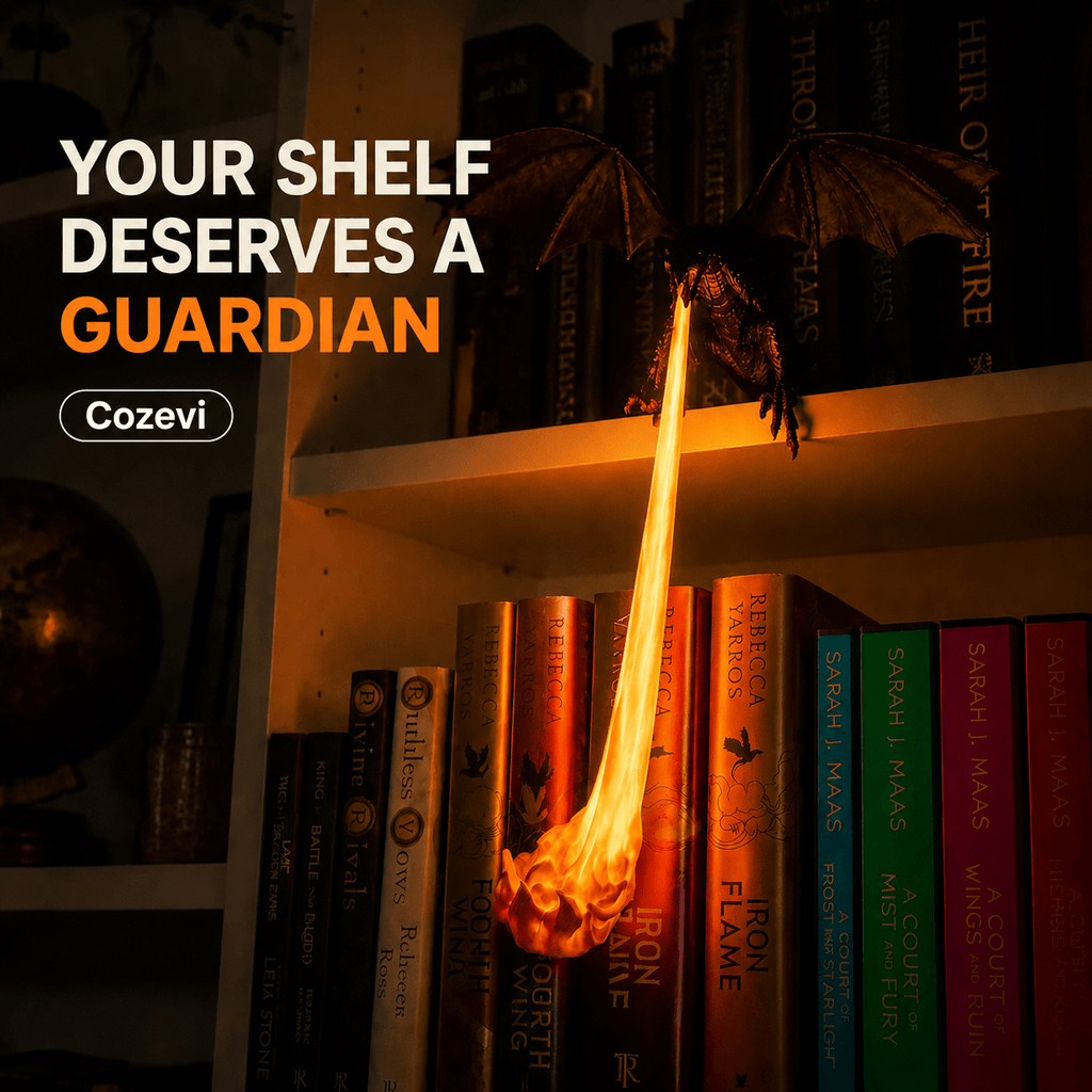 Shelf Dragon Glow - LED Book Guardian - Cozevi