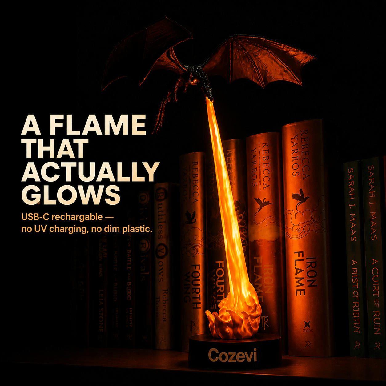 Shelf Dragon Glow - LED Book Guardian - Cozevi