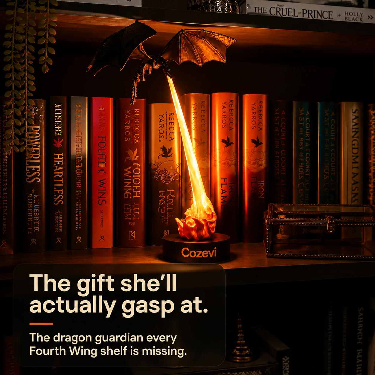 Shelf Dragon Glow - LED Book Guardian - Cozevi