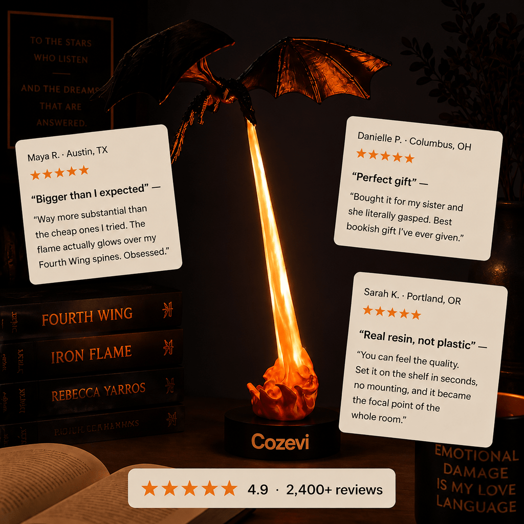 Shelf Dragon Glow - LED Book Guardian - Cozevi