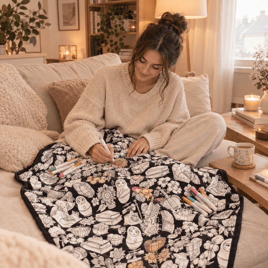 DIY Coloring Blanket with Markers - Cozevi