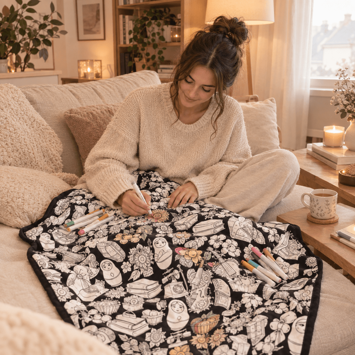 DIY Coloring Blanket with Markers - Cozevi