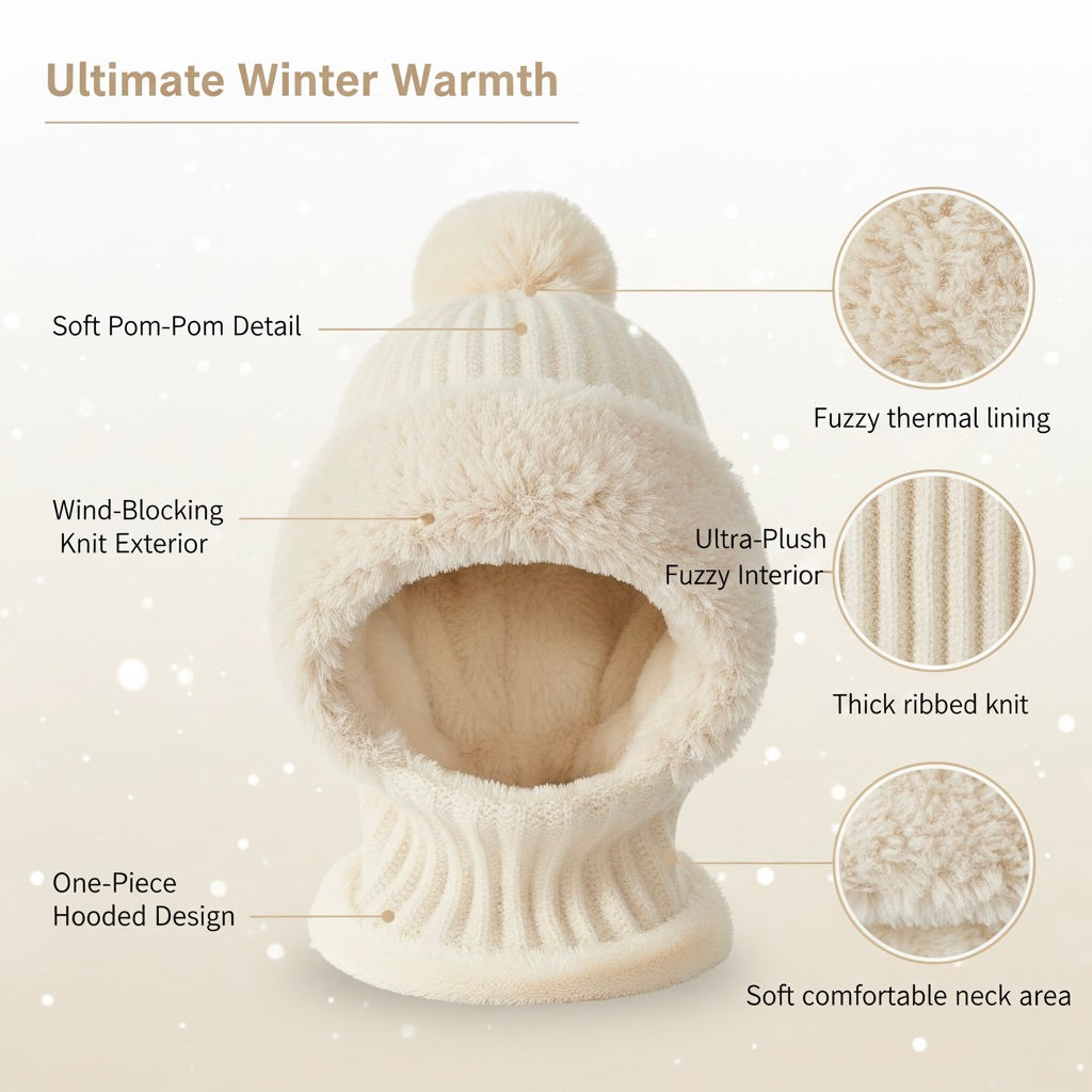 3-in-1 Beanie Hood with Neck Warmer