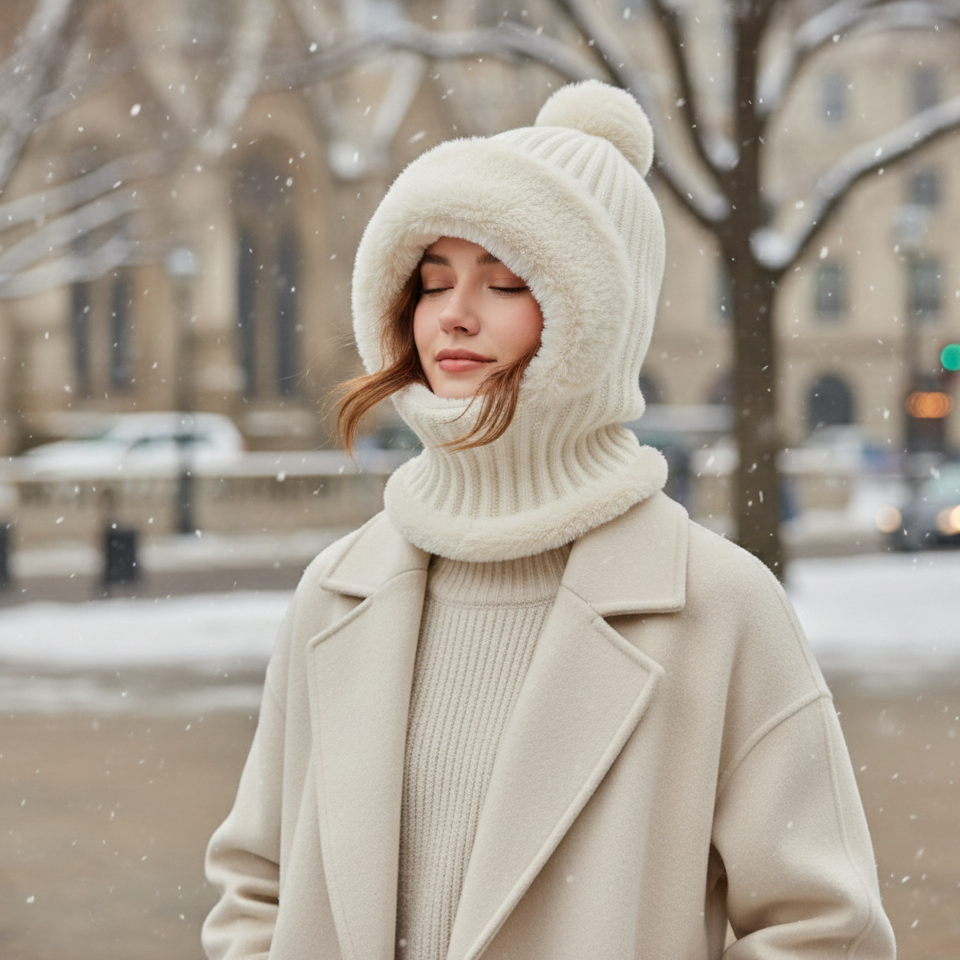 3-in-1 Beanie Hood with Neck Warmer