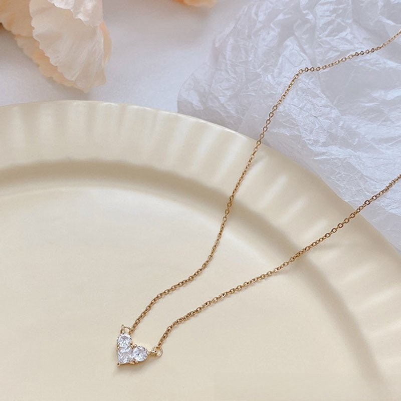 Sparkling Zircon Heart Necklace for Women Perfect Minimalist Gift - Cozevi